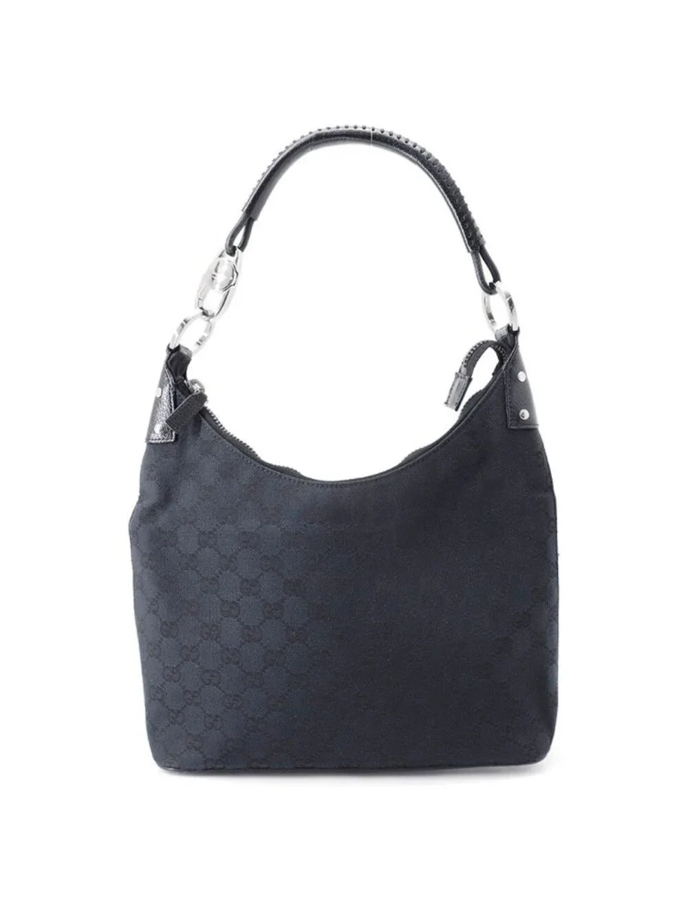 Gucci Shoulder Bag GG Canvas Leather Black